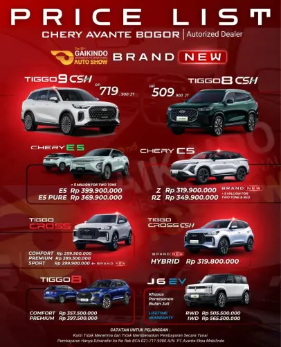 Pricelist Harga Chery bencongan 2025